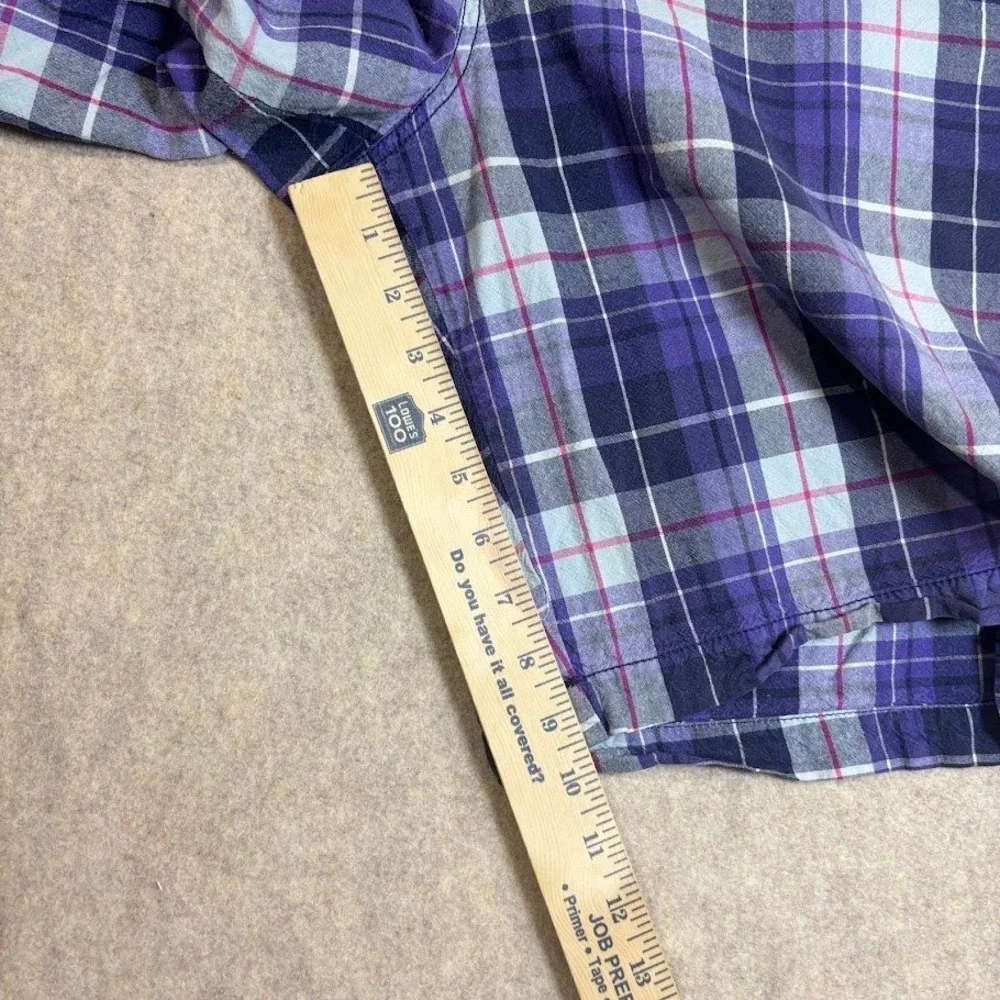 IZOD Plaid Shorts Mens 34 Purple Cotton Preppy Classic Flat Front Casual Trendy